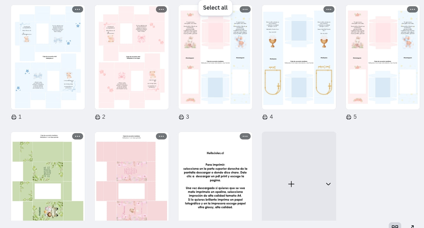 10 Plantillas de cajas para souvenirs con ventana editables